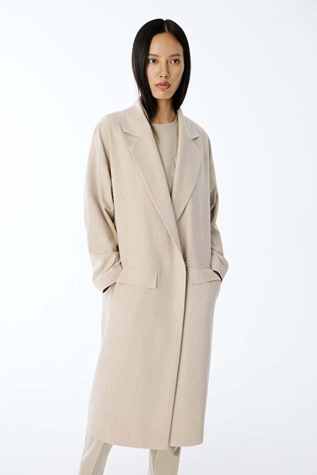 Oversize Midi Bej Kaban - 3