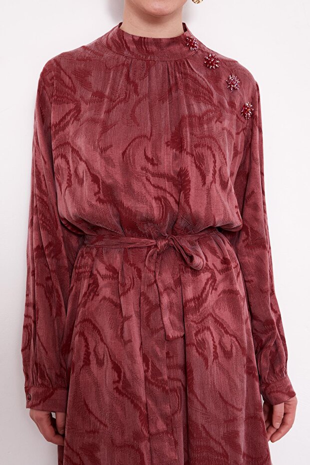 Taş Aksesuarlı Elbise - 5