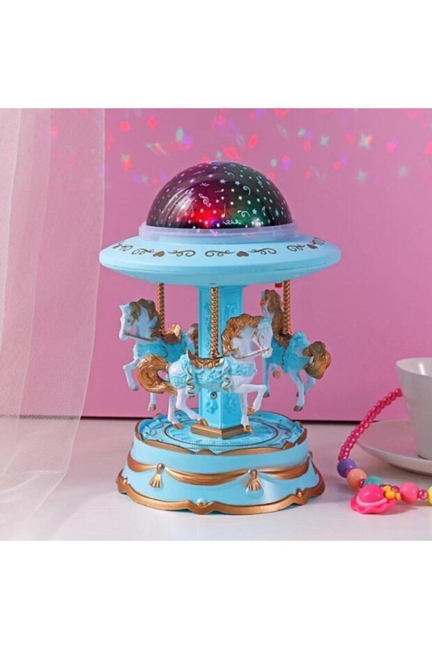 Yılbaşı Mavi Işıklı Müzikli Atlı Karınca - 1