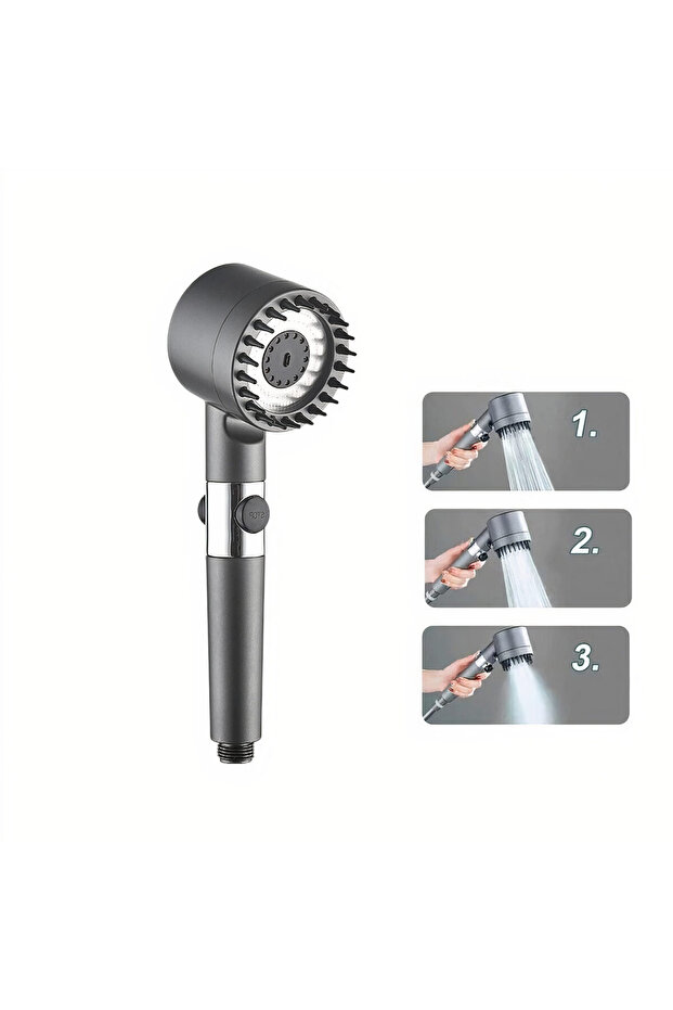 Shower head 26x8cm with 4-in-1 adjustable jet functions and control button - 2