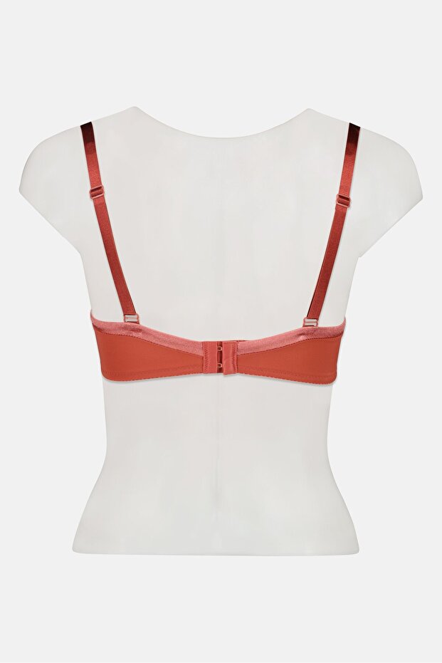 Women Solid Padded Underwired Bras, Brown - 2