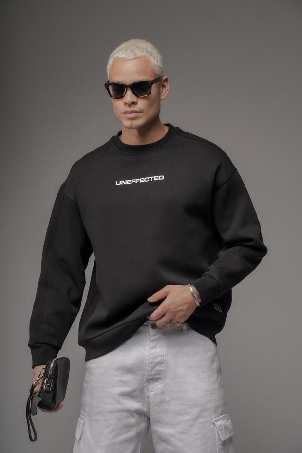 Oversize Kalıp UNEFFECTED Baskılı Sweatshirt - 1