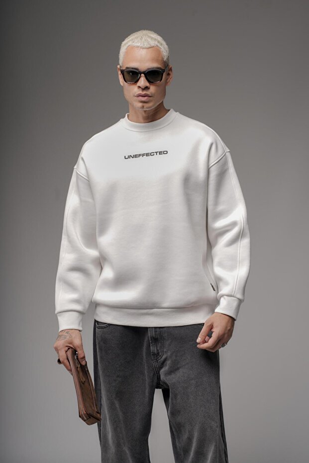 Oversize Kalıp UNEFFECTED Baskılı Sweatshirt - 4