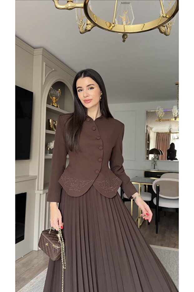 Set dublu maro brodat - 5