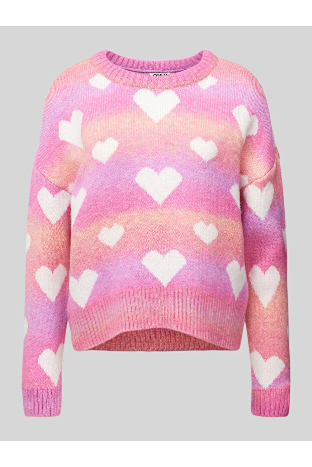 Kalp Desenli Triko Kazak - 2