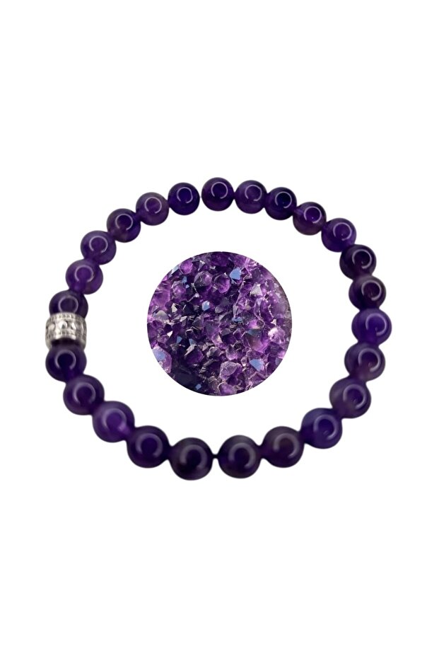 Amethyst Natural Stone Bracelet, Certified Natural Stone, Adjustable Elastic Bracelet