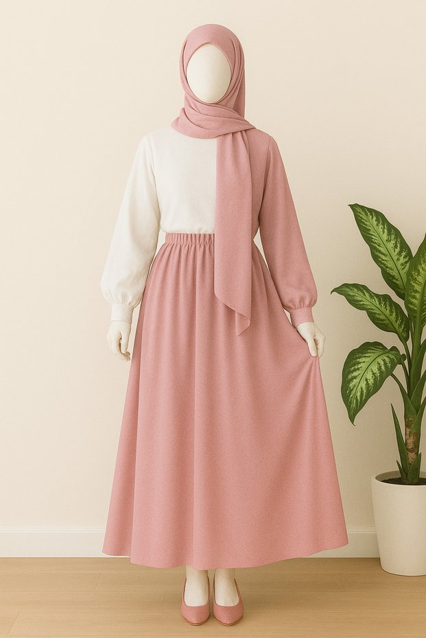 Medina Silk Hijab Skirt, Long Flared Skirt, Flowy Egyptian Silk Flared Skirt, Hijab Modest Clothing