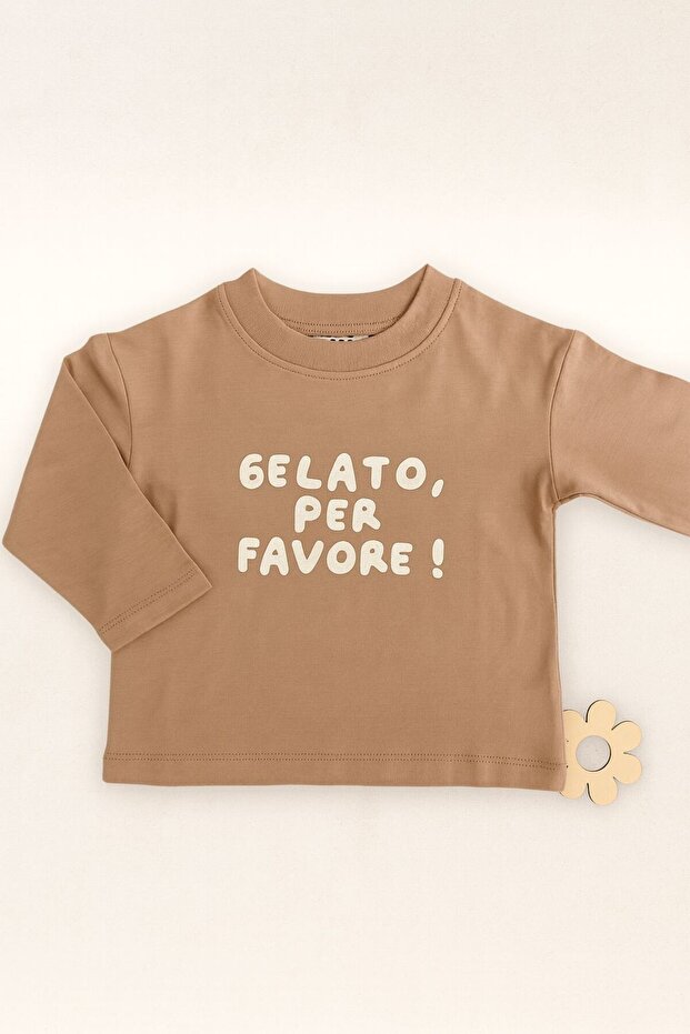 Children's Slogan Printed Long Sleeve Cotton Salmon Sweatshirt