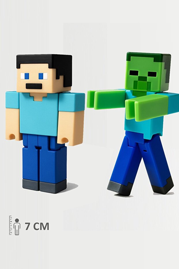 Minecraft Steve ve Zombi Set Hareketli Eklemli Figür - 1