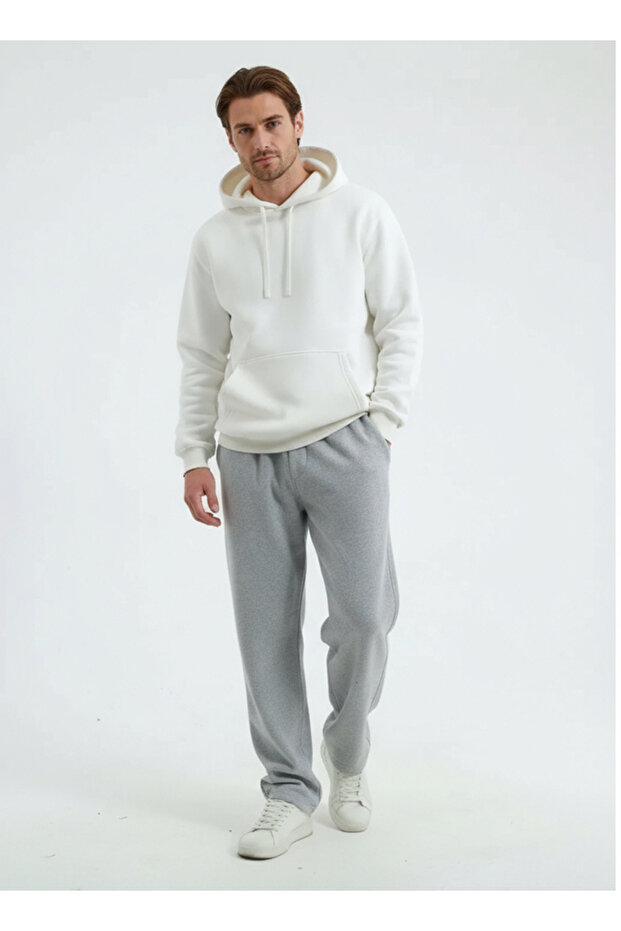 Gray 3 Thread Ş Fleece-Lined Baggy Sweatpants (O Oversized Winter)