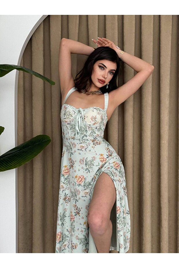 ASKILI YIRTMAÇLI ELBİSE - 2