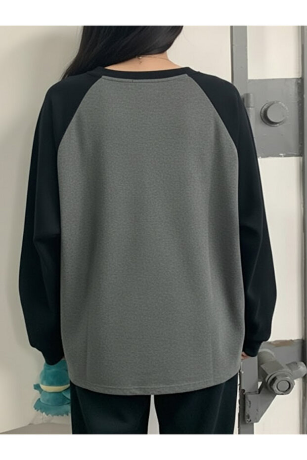 سويت شيرت راجلان بأكمام أنثراسايت أساسي للجنسين - 6