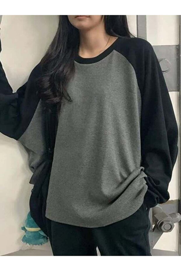 سويت شيرت راجلان بأكمام أنثراسايت أساسي للجنسين - 2