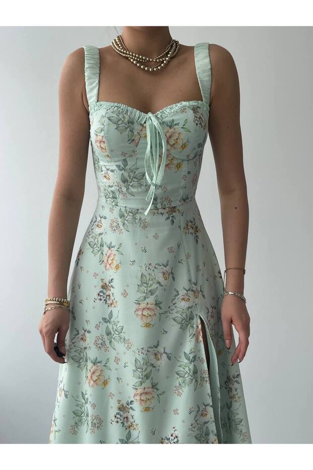 ASKILI YIRTMAÇLI ELBİSE - 4