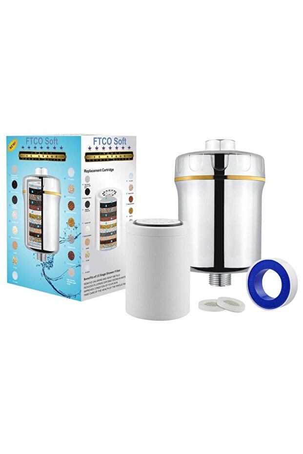 Cylindrical shower filter (silver). - 1