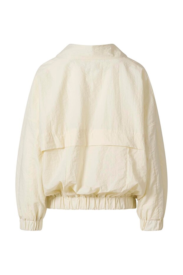 Fermuarlı Oversize Ceket Ekru - 6