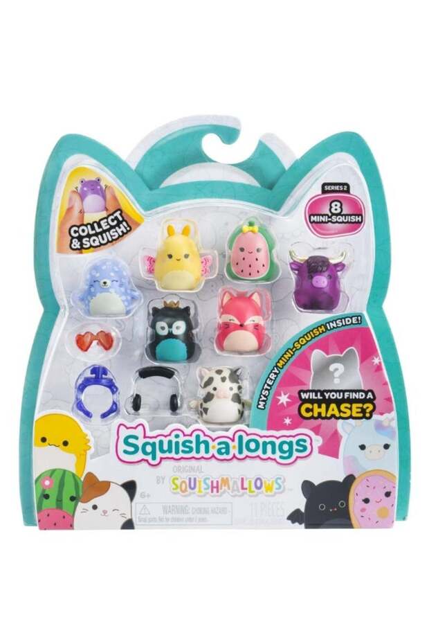 Squish-A-Longs By 8 Pack (Style 4- W2) - (8) 1” Mini-Squish With (2) Accessories, (1 - 1