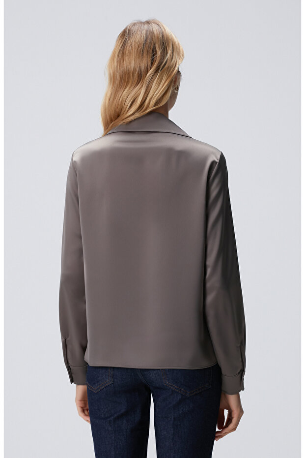 Haki Saten Gömlek - 5