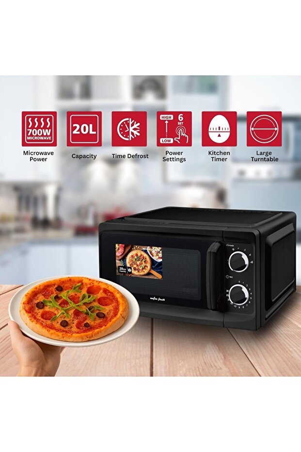 20L Microwave Oven 700W with 6 Power Levels, Timer Defrost Function, 30 Minutes Timer, Fast - 3