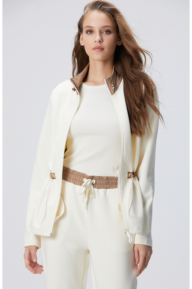 Kırık Beyaz N-Tech Örme Mont - 1