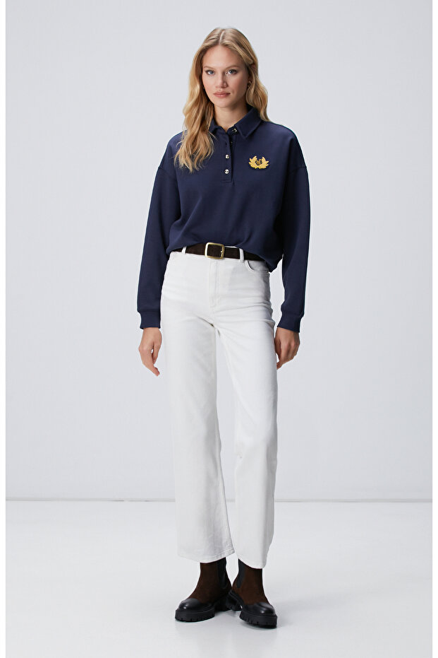 Lacivert Patch Detaylı Sweatshirt - 3
