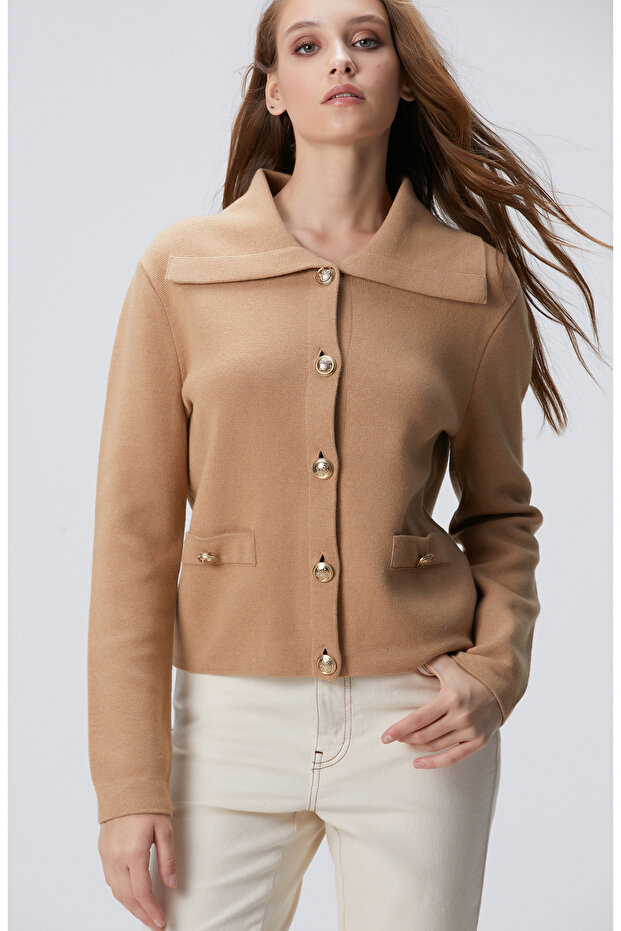 Limited Camel Yün Karışımlı Hırka - 4
