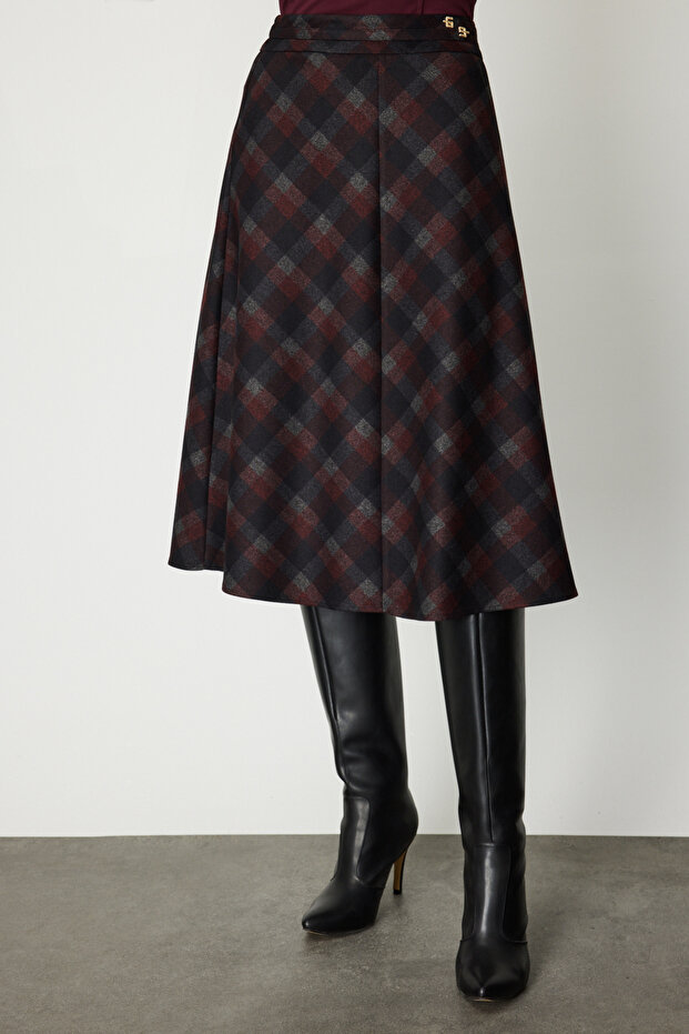 Ekoseli Midi Etek - 4