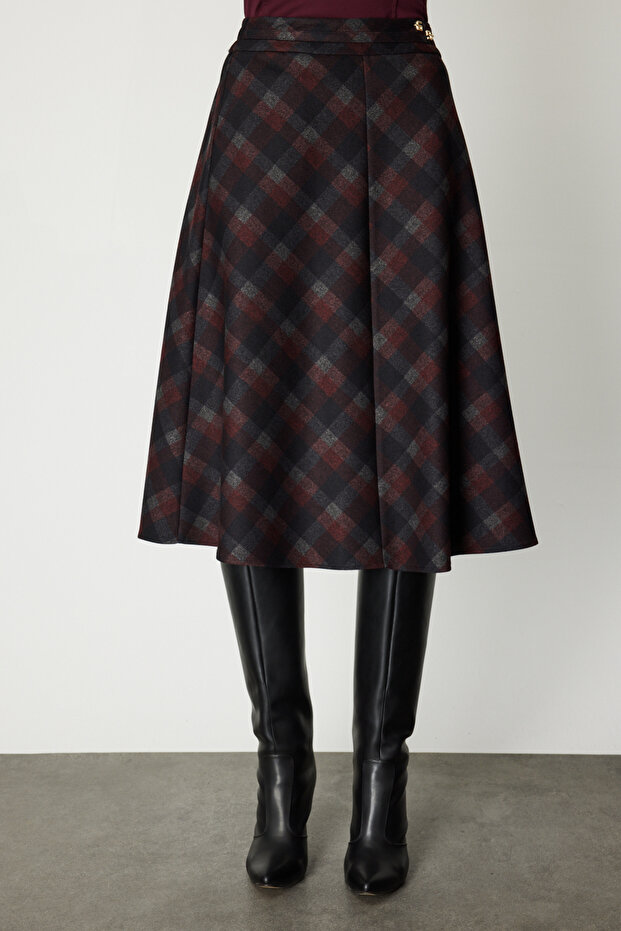 Ekoseli Midi Etek - 5