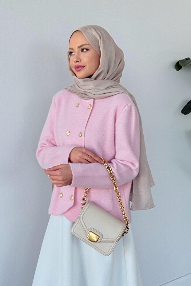 Sumud Triko Hırka Pembe - 4