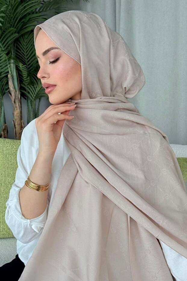 شال بنمط نسيم الصيف باللون البيج - 4