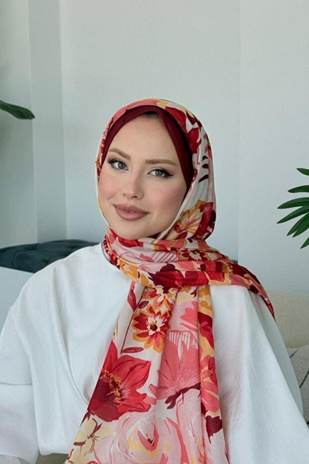 إيكرا شال ناعم أحمر - 2