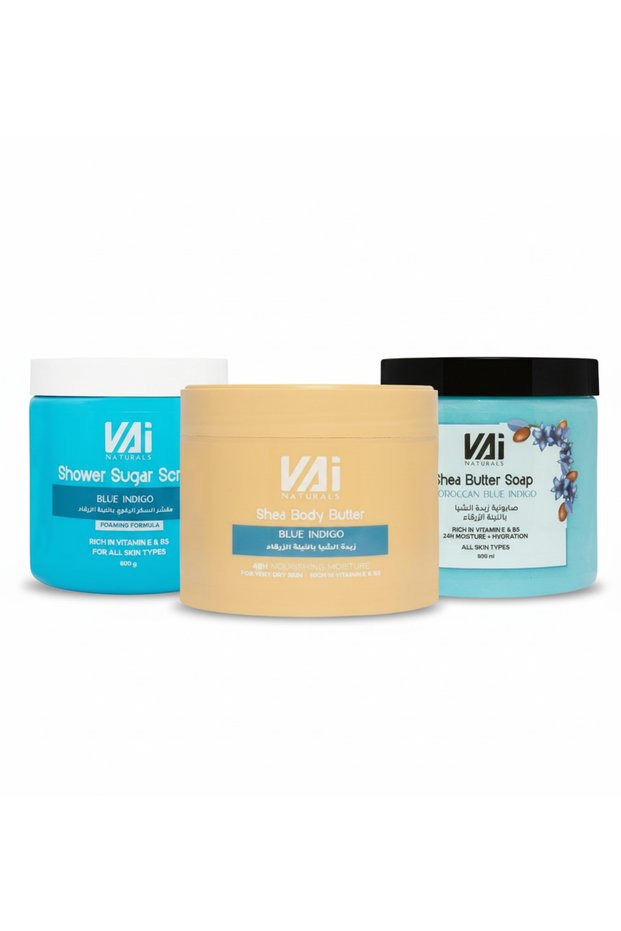 Blue Indigo Skin Care Trio: Exfoliating Scrub, Nourishing Soap & Body Butter