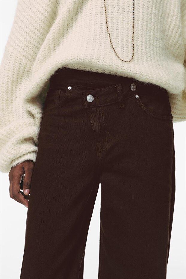 Çapraz belli geniş paça jean - 3