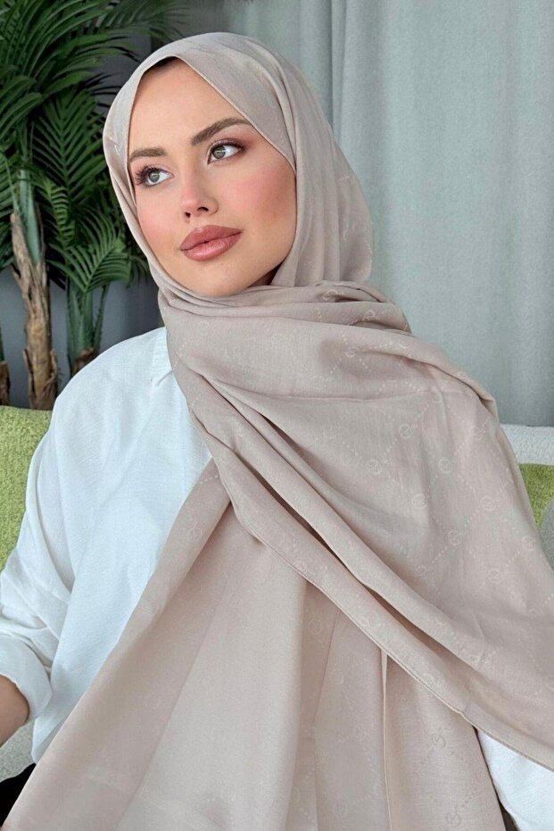 شال بنمط نسيم الصيف باللون البيج - 1