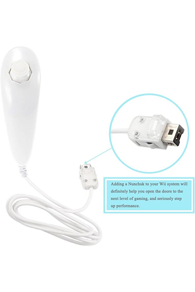 Nunchuk Controller Replacement for Wii Remote, Compatible with Wii and Wii U, Set of Two, White, Blu - 4