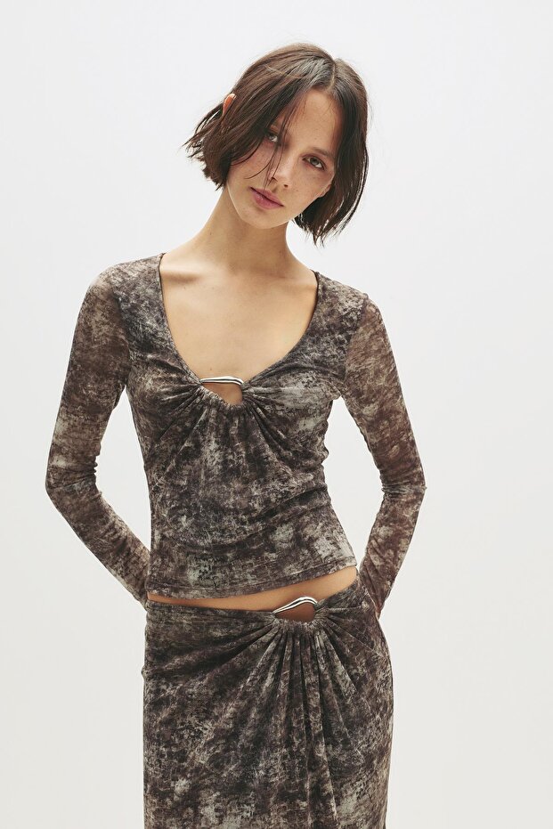 File kumaşlı tokalı top - 2