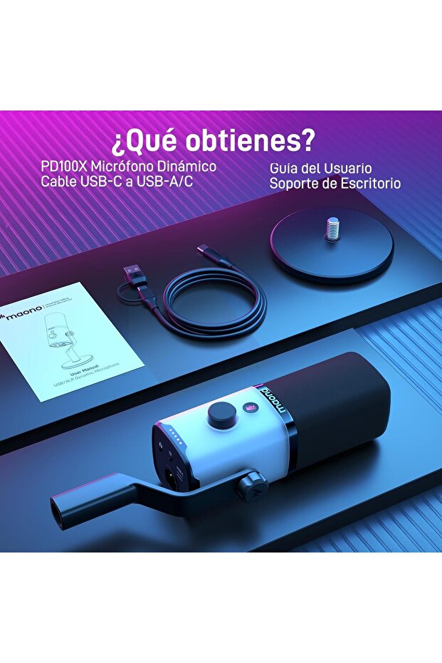 XLR USB Gaming Microphone: Dynamic RGB Microphone with Software for Streaming Podcast Voice Re - 8