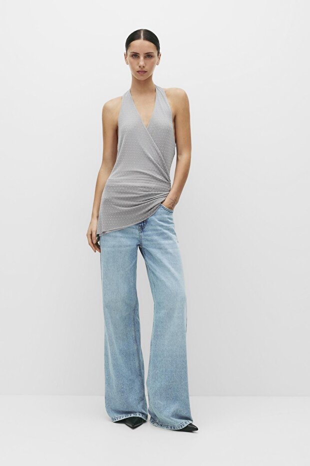 Halter drapeli parlak taşlı top - 3
