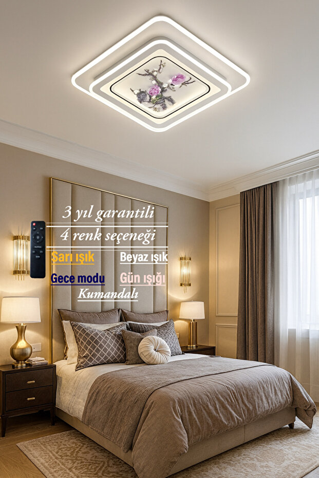 Lucent Modern Çiçek Desenli Plafonyer Avize - 5