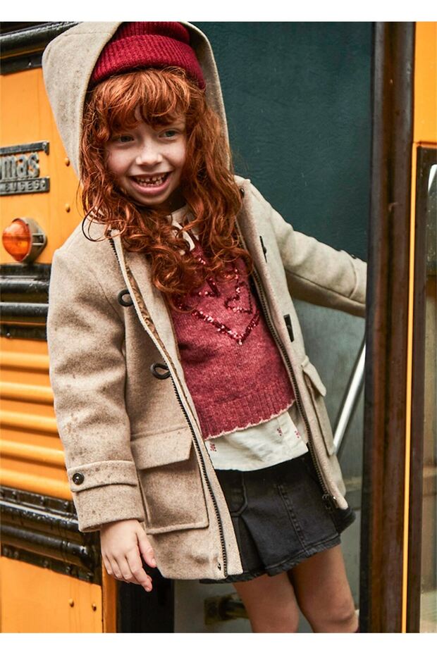Girl's Pleated Denim Skirt Dark Gray 4901