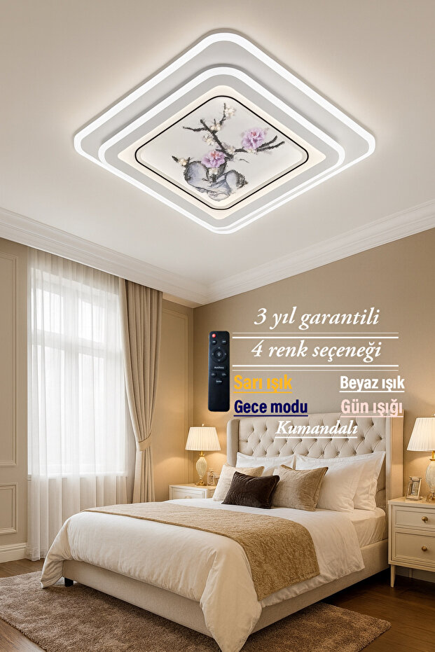 Lucent Modern Çiçek Desenli Plafonyer Avize - 3