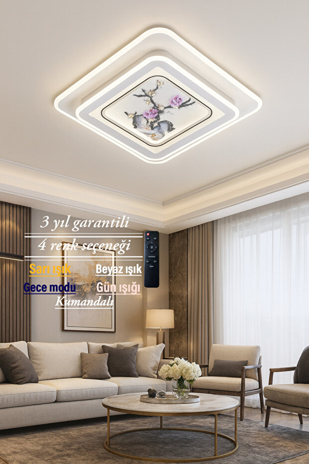 Lucent Modern Çiçek Desenli Plafonyer Avize - 2