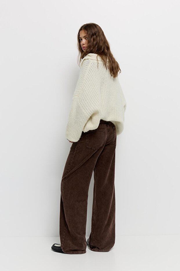 Kadife geniş paça pantolon - 3