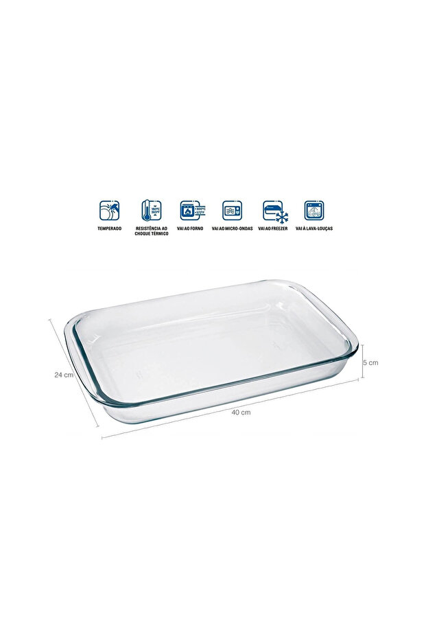 Large Rectangular Glass Roaster 2.9L – Durable Transparent - 2