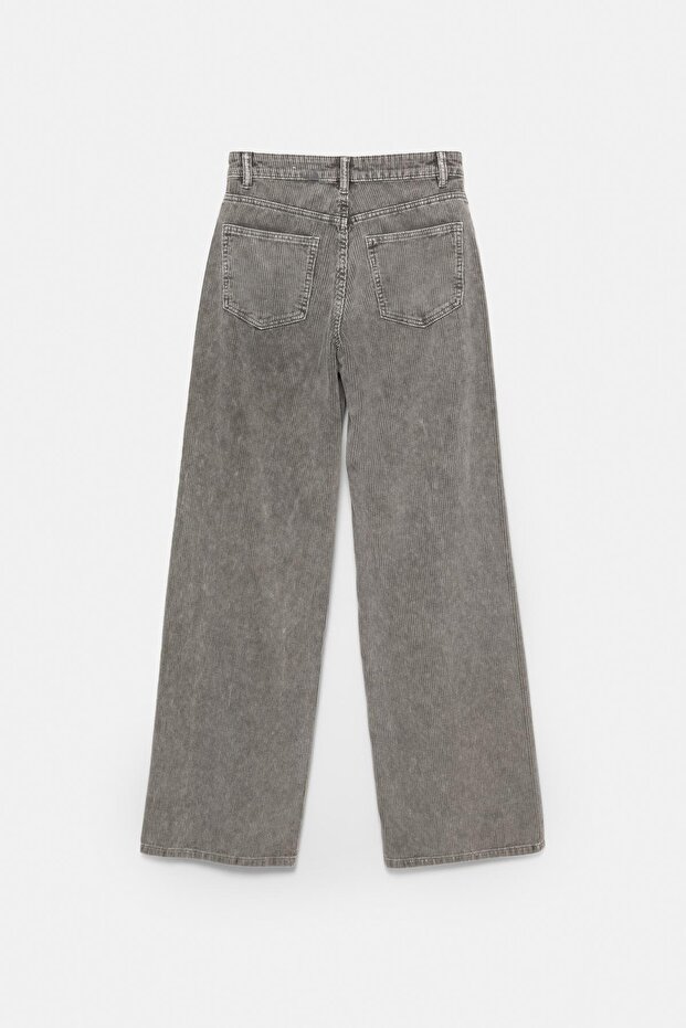 Kadife geniş paça pantolon - 8