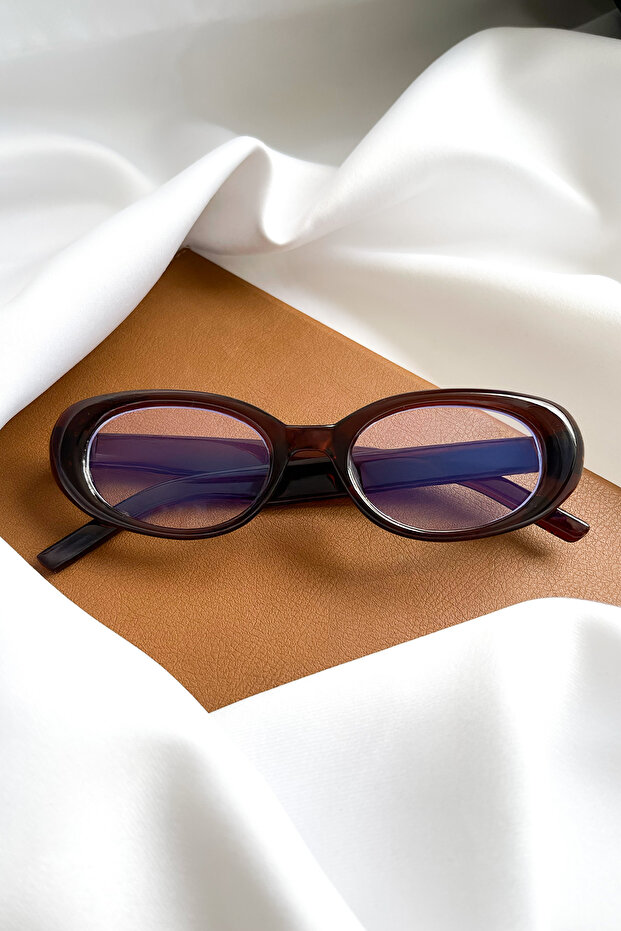Brown Cat Eye Retro Model Blue Light Protective Screen Glasses
