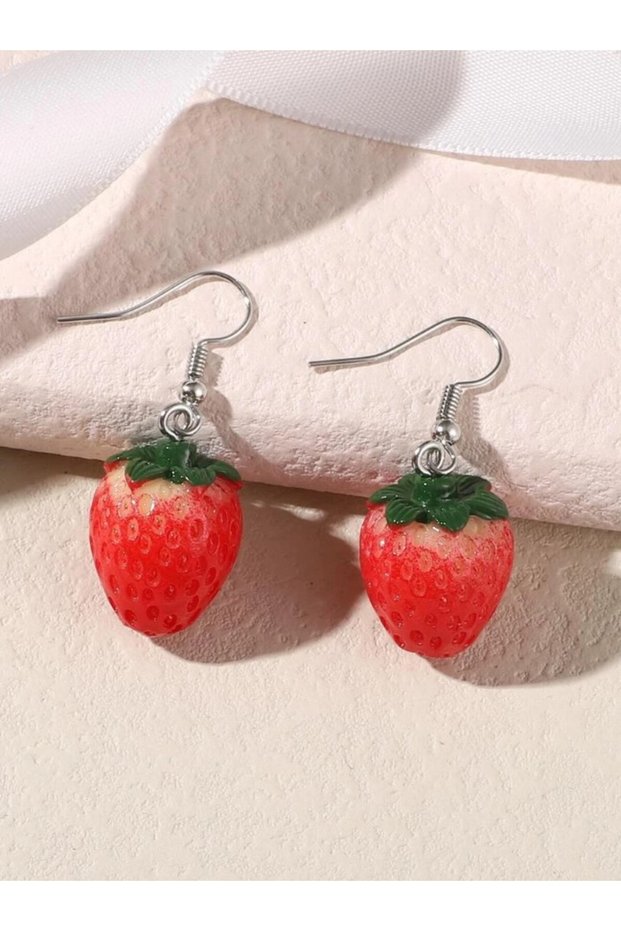 Strawberry and Leaf Earrings