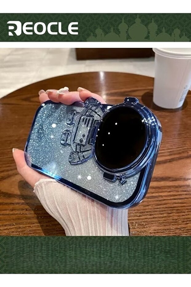 جراب هاتف مخفي مزود بحامل رائد فضاء لهاتف iPhone 14 13 Pro، واقي عدسة كاميرا رائد فضاء لطيف