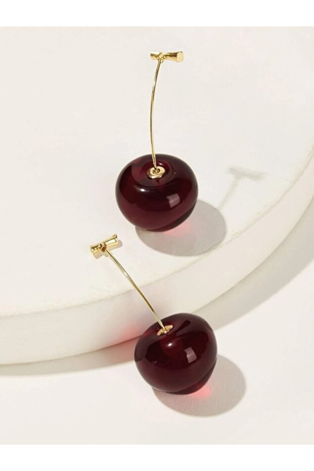 Cherry Pattern Earrings, Golden Braid - 1