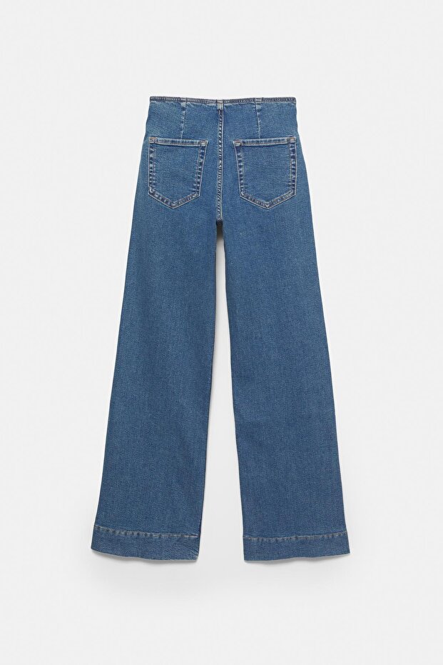 Geniş paça yama cepli jean - 8